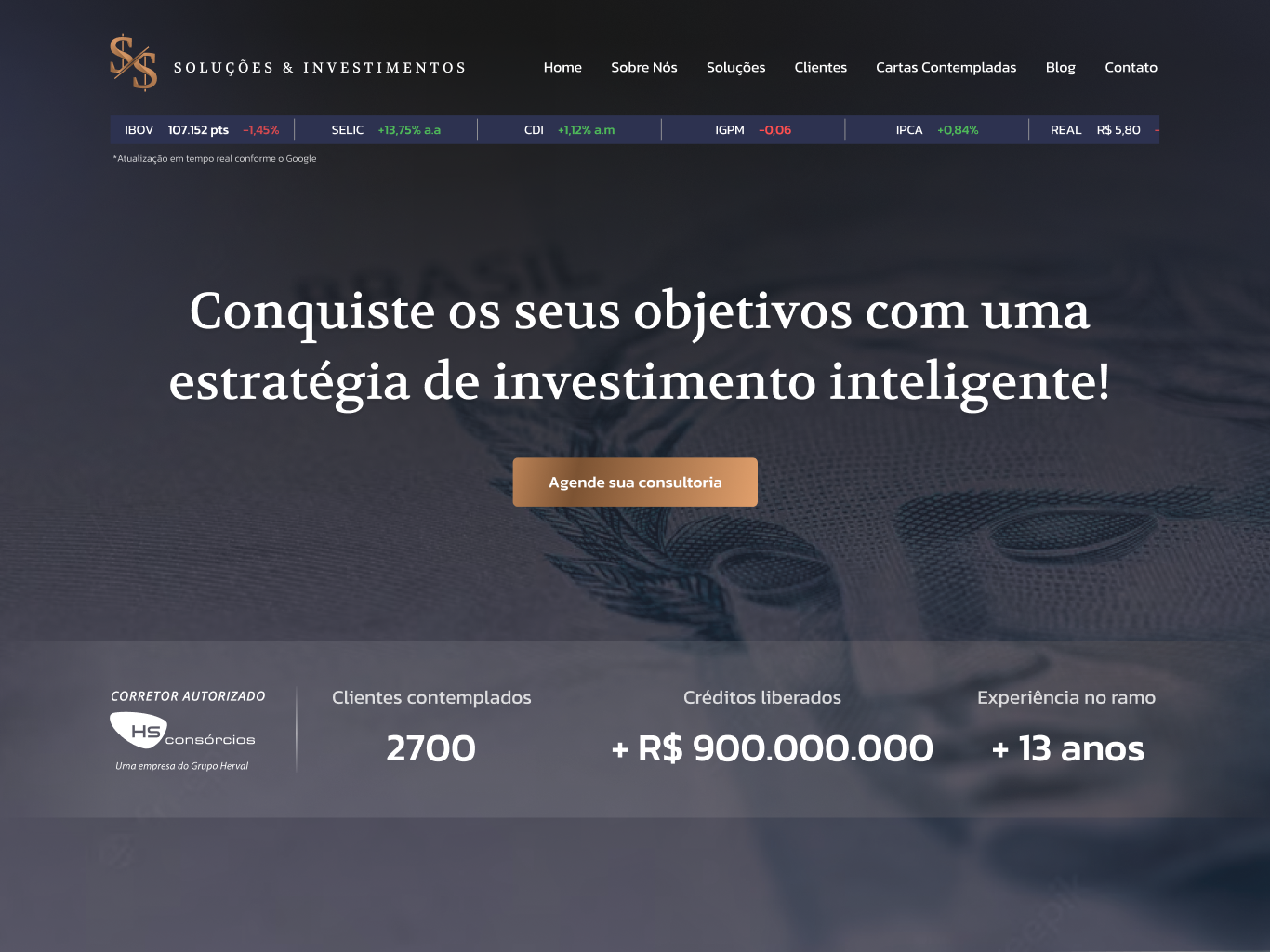 Website para S&S Soluções e Investimentos
